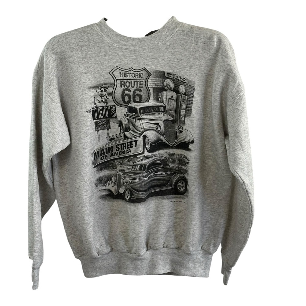 VTG Route 66 Graphic Crewneck Sweatshirt 90s Americana Streetwear Sz L
